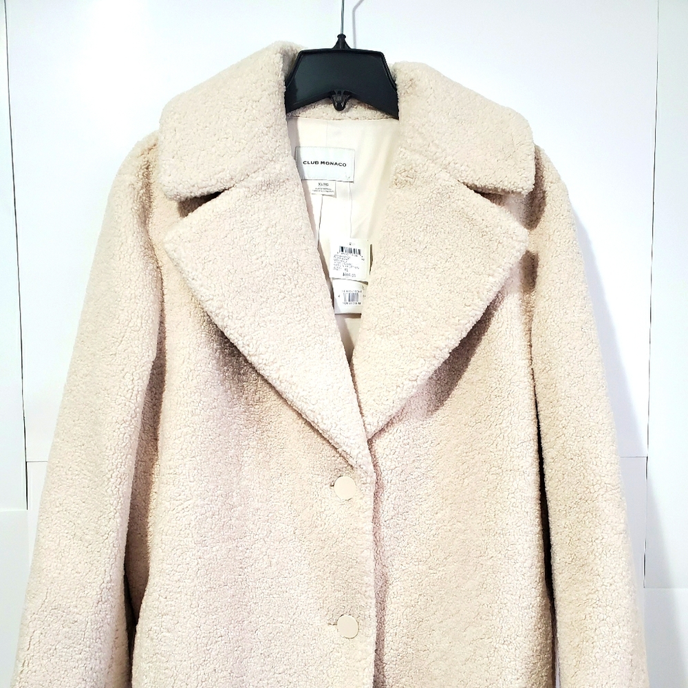 Club Monaco women teddy coat manteaux, ivory color